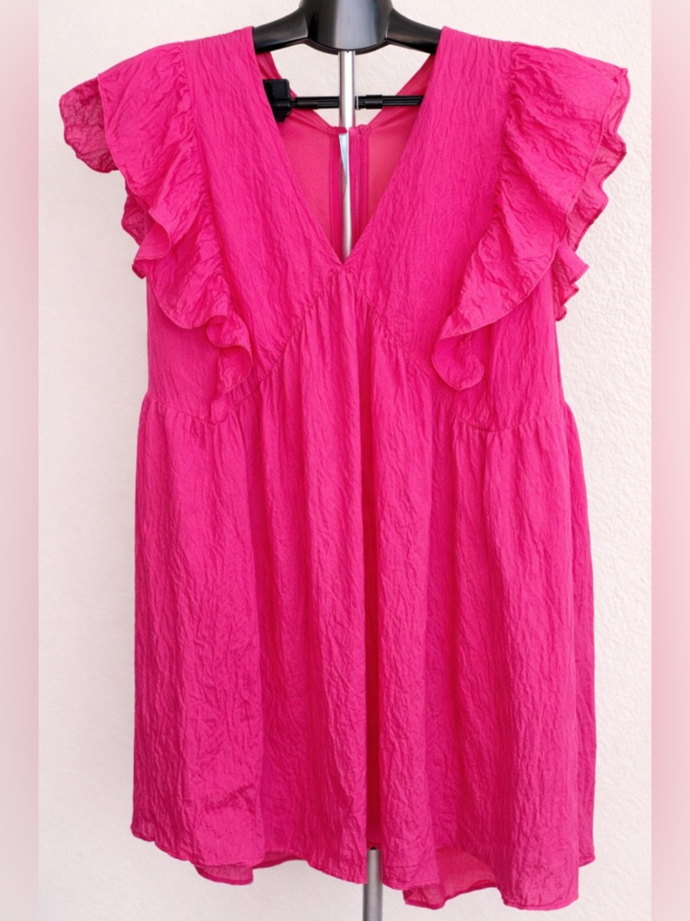 entro Pink Ruffle Sleeve Tunic Top
